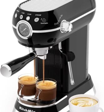 Espresso Machine with Milk Frother, 20 Bar Espresso Maker for Latte and Cappuccino, Expressions Coffee Machine with Removable Water Tank (Black)