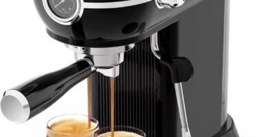 Espresso Machine with Milk Frother, 20 Bar Espresso Maker for Latte and Cappuccino, Expressions Coffee Machine with Removable Water Tank (Black) Espresso Machine with Milk Frother, 20 Bar Espresso Maker for Latte and Cappuccino, Expressions Coffee Machine with Removable Water Tank (Black)