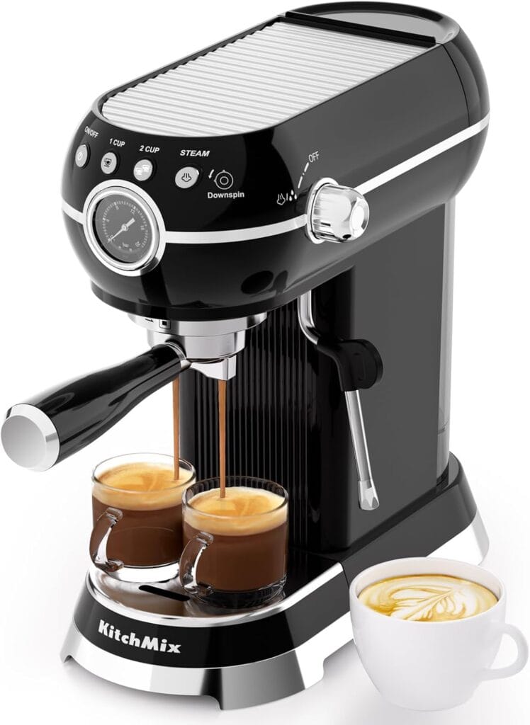 Espresso Machine with Milk Frother, 20 Bar Espresso Maker for Latte and Cappuccino, Expressions Coffee Machine with Removable Water Tank (Black) Espresso Machine with Milk Frother, 20 Bar Espresso Maker for Latte and Cappuccino, Expressions Coffee Machine with Removable Water Tank (Black)