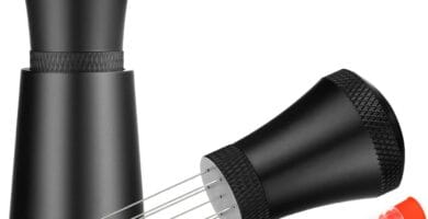 WDT Espresso Distribution Tool Espresso Stirrer Tools for Barista, 0.35mm 7 Needles Espresso Coffee Stirrer with Extra 7 Replaceable Needles, Aluminum Alloy Handle with Stand (Black)