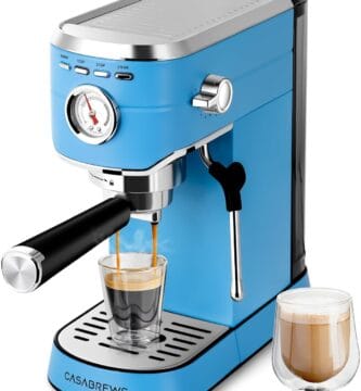 CASABREWS CM5418 Espresso Machine 20 Bar, Professional Espresso Maker with Milk Frother Steam Wand, Stainless Steel Coffee Machine with 34oz Removable Water Tank, Azure Blue
