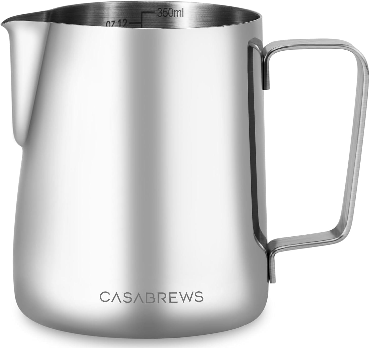 CASABREWS CASMP350 Milk Frothing Pitcher, Stainless Steel Steaming Pitcher with Sharp Spout, 350ml (12oz) Milk Frother Cup for Cappuccino or Latte Art, Espresso Machine Accessories for Barista