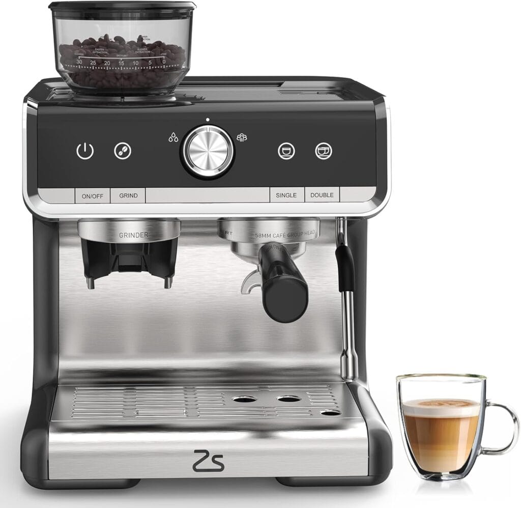 Espresso Machine with Built-In Grinder and Milk Frother – 20 Bar Professional Espresso Maker for Crafting Lattes, Cappuccinos, and Macchiatos, Removable 95oz Water Tank, 1450W Espresso Machine with Built-In Grinder and Milk Frother – 20 Bar Professional Espresso Maker for Crafting Lattes, Cappuccinos, and Macchiatos, Removable 95oz Water Tank, 1450W