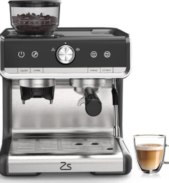 Espresso Machine with Built-In Grinder and Milk Frother – 20 Bar Professional Espresso Maker for Crafting Lattes, Cappuccinos, and Macchiatos, Removable 95oz Water Tank, 1450W