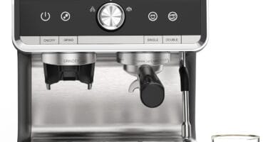 Espresso Machine with Built-In Grinder and Milk Frother – 20 Bar Professional Espresso Maker for Crafting Lattes, Cappuccinos, and Macchiatos, Removable 95oz Water Tank, 1450W