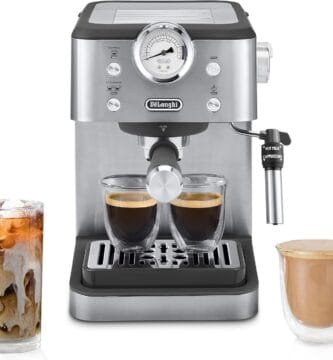 De’Longhi Classic Espresso Machine with Milk Frother, 15-Bar Pump & Temperature Control – Barista Coffee Maker Kit for Espresso, Latte, Cappuccino & Iced Coffee – Italian Stainless Steel Design