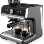 GarveeHome Espresso Machine With Grinder, 20 Bar Semi-Automatic Espresso Coffee Maker With Milk Frother Steamer Wand Cappuccino Latte Macchiato, 95 OZ Water Tank, PID Temperature Control, Dark Gray
