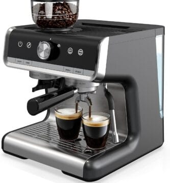 GarveeHome Espresso Machine With Grinder, 20 Bar Semi-Automatic Espresso Coffee Maker With Milk Frother Steamer Wand Cappuccino Latte Macchiato, 95 OZ Water Tank, PID Temperature Control, Dark Gray