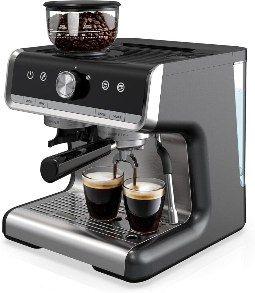 GarveeHome Espresso Machine With Grinder, 20 Bar Semi-Automatic Espresso Coffee Maker With Milk Frother Steamer Wand Cappuccino Latte Macchiato, 95 OZ Water Tank, PID Temperature Control, Dark Gray GarveeHome Espresso Machine With Grinder, 20 Bar Semi-Automatic Espresso Coffee Maker With Milk Frother Steamer Wand Cappuccino Latte Macchiato, 95 OZ Water Tank, PID Temperature Control, Dark Gray