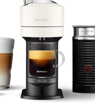 Nespresso Vertuo Next Coffee and Espresso Maker by De’Longhi with Aeroccino Milk Frother, White