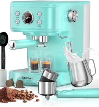 Espresso Machine Latte Coffee Makers 20 Bar, 2 IN 1 Professional Cappuccino Machine and Milk Frother Steam Wand Compatible for NS Original Capsules for Home Brewing – Blue