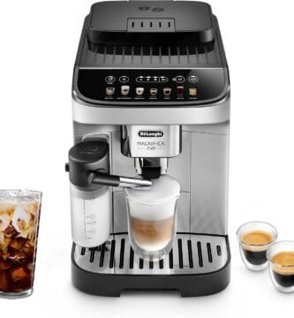 De’Longhi Magnifica Evo Automatic Espresso & Coffee Machine with Auto Milk Frother, Built-in Grinder & Auto-Clean Function – For Latte, Cappuccino, Americano, Iced Coffee, ECAM29084SB , Silver