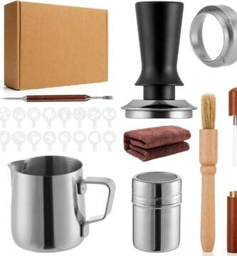 24pcs Espresso Tamper Set, Barista Tools Kit for Coffee Machine, Spring-Loaded 304 Stainless Steel Base 30lbs Coffee Calibrated Tamper Tools for Enjoying cafes Home Office hotels (51mm)