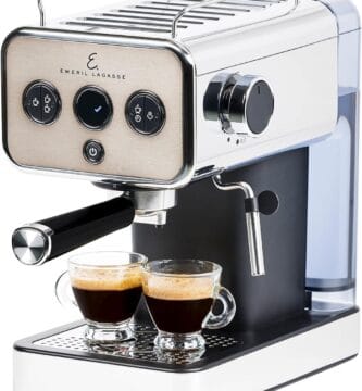 Emeril Lagasse Semi-Automatic 15-Bar Pro Espresso Machine with Milk Frother Steam Wand, Stainless Steel Finish, Double Shot, 37oz Removable Water Tank, Auto Shut-Off, 1350W