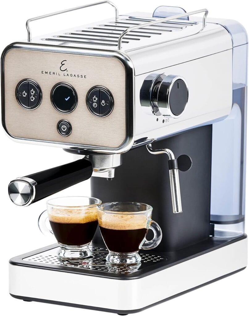 Emeril Lagasse Semi-Automatic 15-Bar Pro Espresso Machine with Milk Frother Steam Wand, Stainless Steel Finish, Double Shot, 37oz Removable Water Tank, Auto Shut-Off, 1350W Emeril Lagasse Semi-Automatic 15-Bar Pro Espresso Machine with Milk Frother Steam Wand, Stainless Steel Finish, Double Shot, 37oz Removable Water Tank, Auto Shut-Off, 1350W