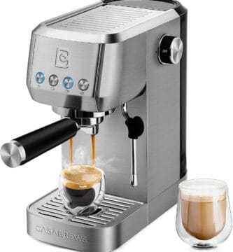 CASABREWS Espresso Machine 20 Bar, Stainless Steel Coffee Maker with Milk Frother Steam Wand for Cappuccino, Latte, 43.9oz Water Tank, Dark Silver