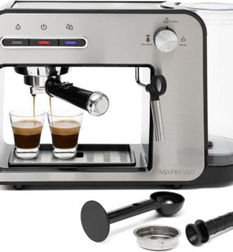 Mixpresso Professional Espresso Machine for Home 15 Bar with Milk Frother Steam Wand, Espresso Maker with Double-Cup Splitter, 1450w Fast Heating Cappuccino & Latte machine 37Oz Water Tank