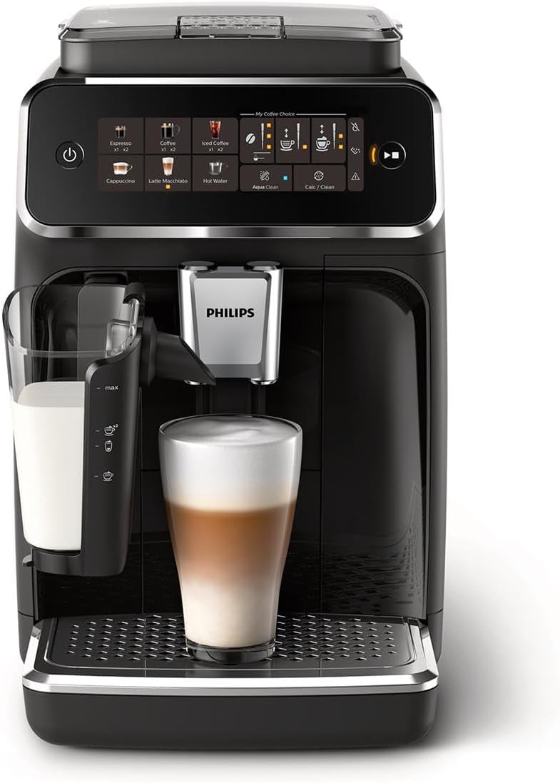Philips Series 3300 Fully Automatic Espresso Coffee Machine – 6 Hot & Iced Drinks, LatteGo Milk System, 40% Quieter SilentBrew, Ceramic Grinder, Aquaclean Filter, Glossy Black (EP3341/50) Philips Series 3300 Fully Automatic Espresso Coffee Machine – 6 Hot & Iced Drinks, LatteGo Milk System, 40% Quieter SilentBrew, Ceramic Grinder, Aquaclean Filter, Glossy Black (EP3341/50)