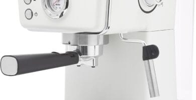 HADEN Barista Brew Espresso Coffee Machine, Stainless Steel Espresso Maker with Milk Frother and Steamer Function and 1.5L Water Tank, Ivory & Copper HADEN Barista Brew Espresso Coffee Machine, Stainless Steel Espresso Maker with Milk Frother and Steamer Function and 1.5L Water Tank, Ivory & Copper