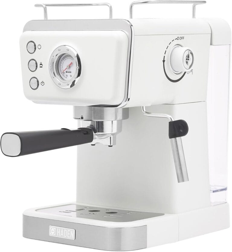 HADEN Barista Brew Espresso Coffee Machine, Stainless Steel Espresso Maker with Milk Frother and Steamer Function and 1.5L Water Tank, Ivory & Copper