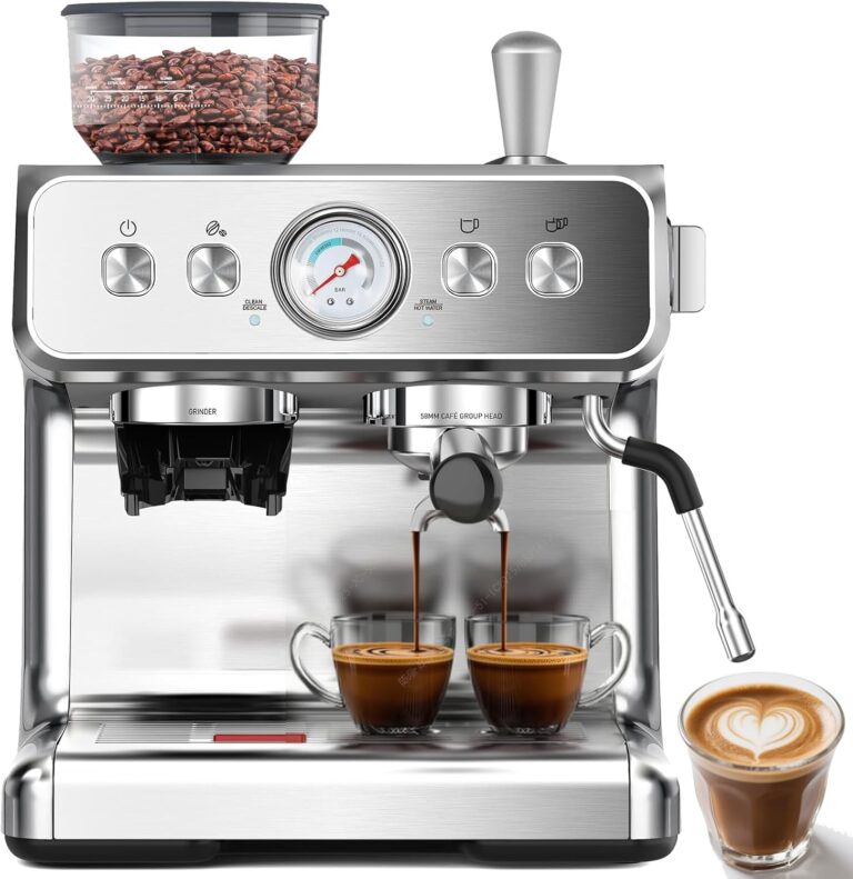 (2025 Upgrade)20 Bar Espresso Machine with Grinder & Milk Frother Steam Wand, Tamping Tools, Expresso Coffee Machines 58mm Commercial Espresso Maker for Home or Café, Perfect for latte, Cappuccino