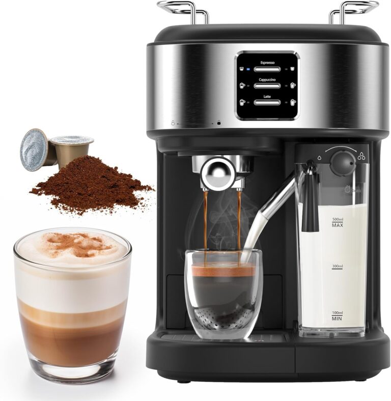 COWSAR 20 Bar Espresso Machine, Cappuccino Machine With Automatic Milk Frother, Latte Machine With Dual Boiler, 57oz Removable Water Tank, Expresso Coffee Machine For Ground Coffee & Capsules
