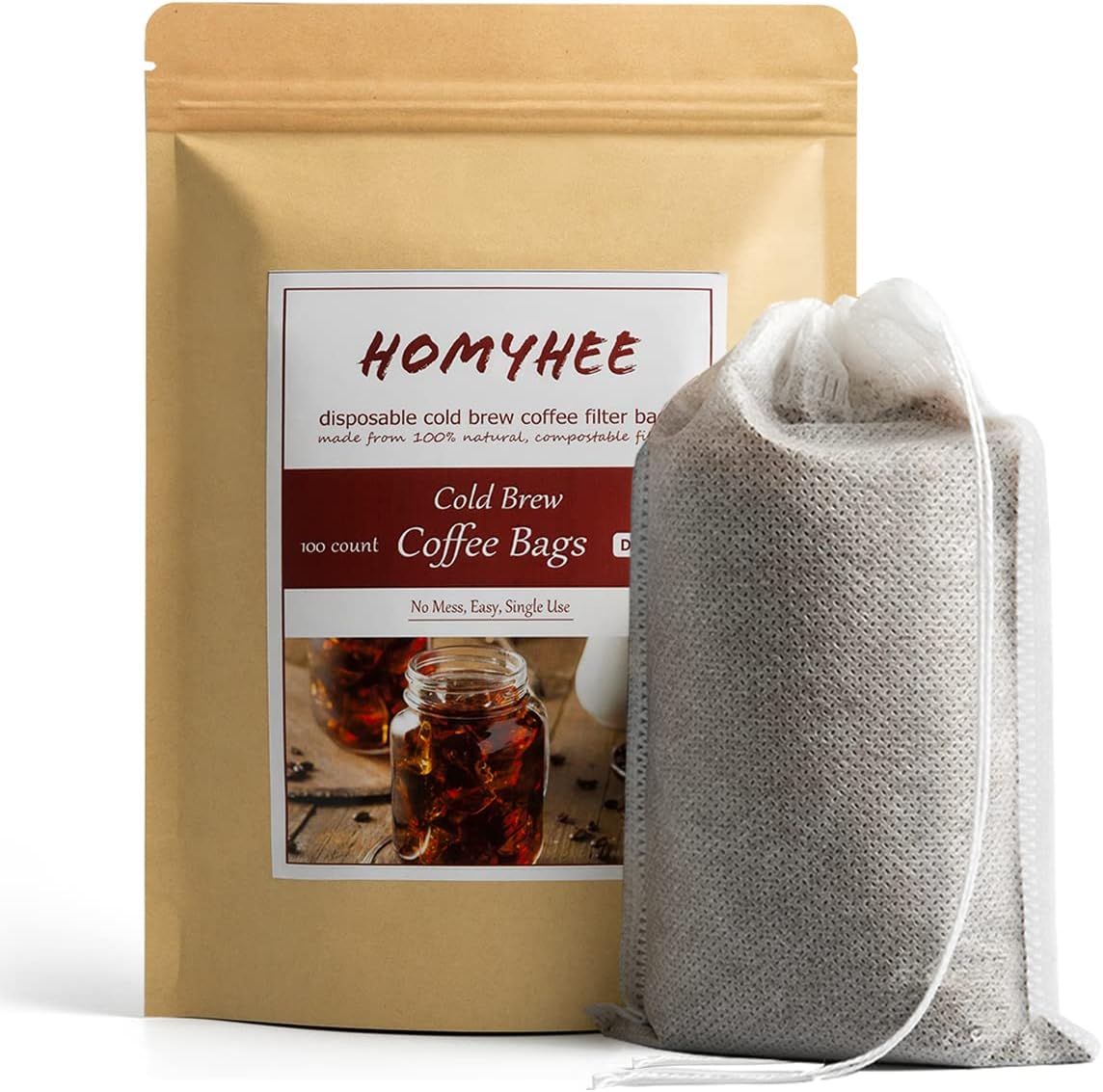 No Mess Cold Brew Coffee Filters – 100 Count Disposable Fine Mesh Brewing Bags for Concentrate/Iced Coffee Maker, French/Cold Press Kit, Hot Tea in Mason Jar or Pitcher, 4 x 6 Inches No Mess Cold Brew Coffee Filters – 100 Count Disposable Fine Mesh Brewing Bags for Concentrate/Iced Coffee Maker, French/Cold Press Kit, Hot Tea in Mason Jar or Pitcher, 4 x 6 Inches