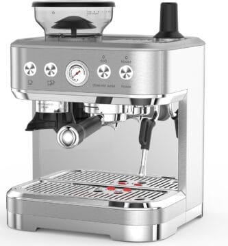 Professional Espresso Machine with Built-In Grinder and Milk Frother, 15 Bar Cappuccino and Latte Maker, Gift for Coffee Enthusiasts, Mom, Dad