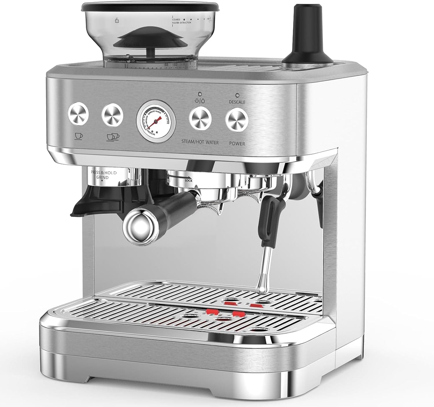 Professional Espresso Machine with Built-In Grinder and Milk Frother, 15 Bar Cappuccino and Latte Maker, Gift for Coffee Enthusiasts, Mom, Dad
