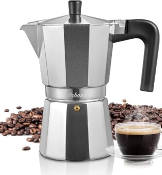 Yabano Stovetop Espresso Maker, 3 Cups Moka Coffee Pot Italian Espresso for Gas or Electric Ceramic Stovetop, Italian Coffee maker for Cappuccino or Latte