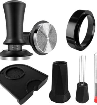 51mm Espresso Accessories Kit, Espresso Tamper Set, 51mm Spring Loaded Calibrated Tamper with WDT Tool, Espresso Dosing Funnel, Tamper Mat, Espresso Machine Accessories Kit for Barista