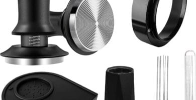 51mm Espresso Accessories Kit, Espresso Tamper Set, 51mm Spring Loaded Calibrated Tamper with WDT Tool, Espresso Dosing Funnel, Tamper Mat, Espresso Machine Accessories Kit for Barista