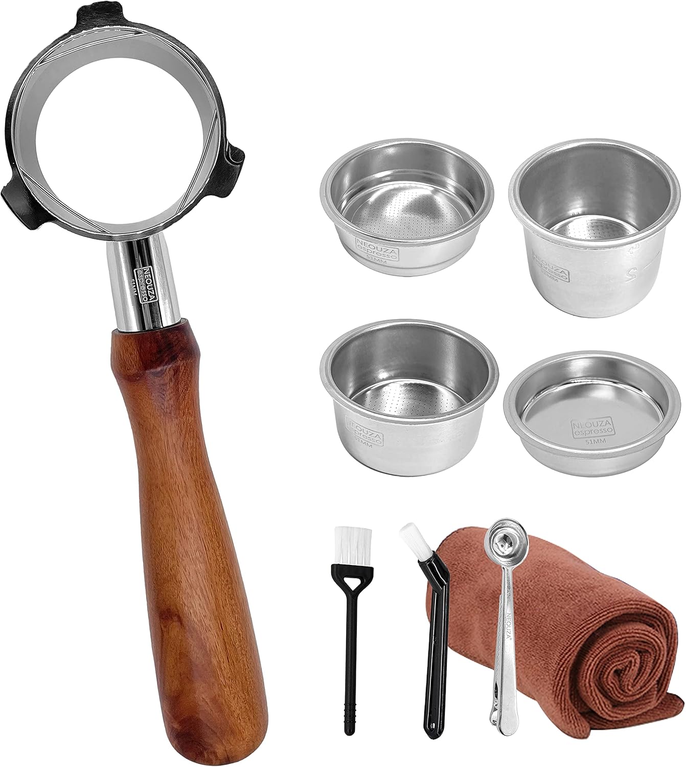 NEOUZA 51mm Bottomless Portafilter Compatible with De’Longhi La Specialista Coffee Espresso Machine EC9335 9155 9355 9665 NEOUZA 51mm Bottomless Portafilter Compatible with De’Longhi La Specialista Coffee Espresso Machine EC9335 9155 9355 9665