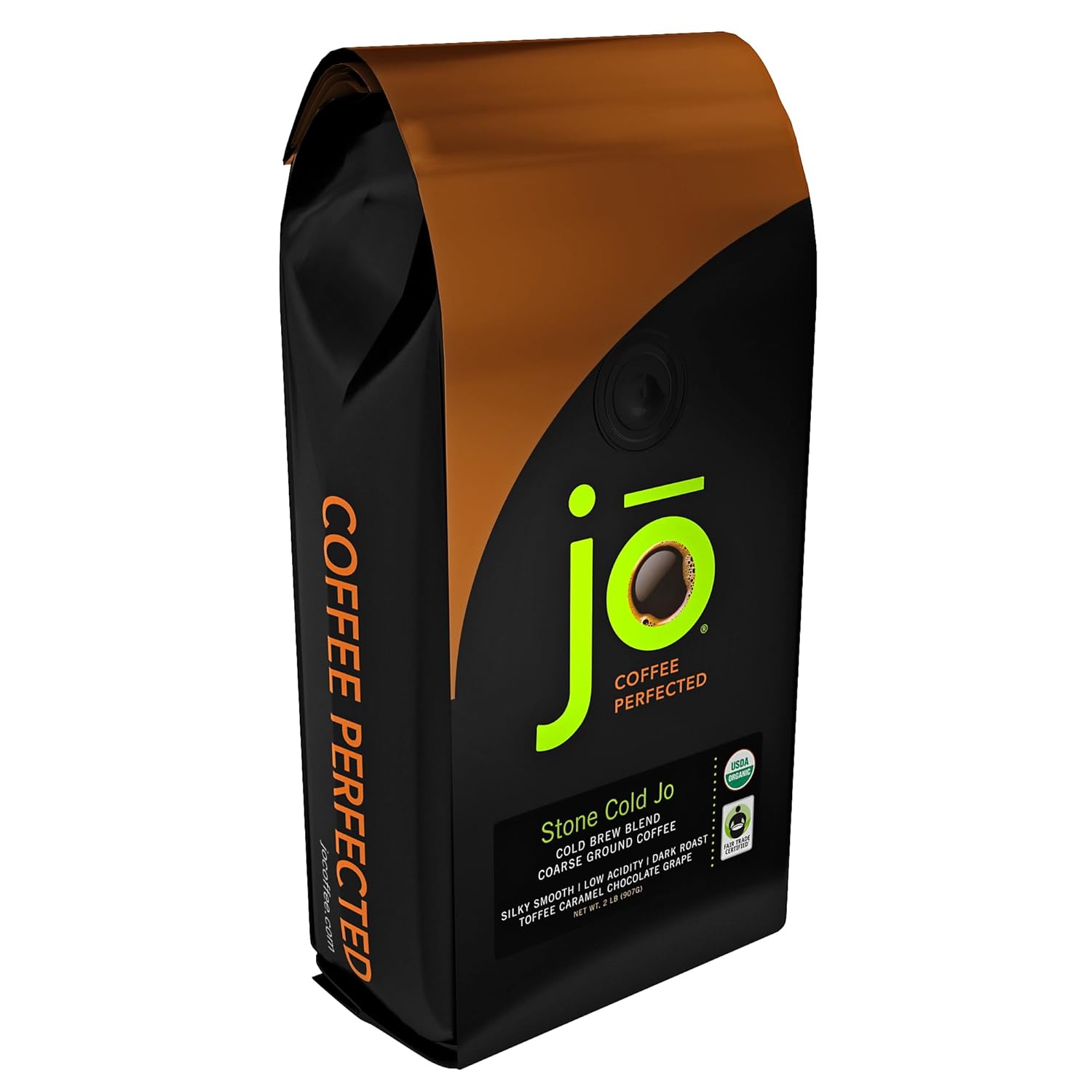 STONE COLD JO: 2 lb, Cold Brew Coffee Blend, Dark Roast, Coarse Ground Organic Coffee, Silky Smooth Low Acidity, USDA Certified Organic, Fair Trade Certified, Great French Press Hot Brew by Jo Coffee®