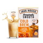 JAVA HOUSE Salted Caramel Latte Cold Brew Coffee Pods, (12 Count) Peel and Pour Pods Hot or Iced