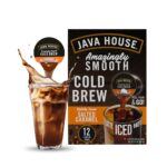 Java House Single-Serve Cold Brew Coffee Pods – Lightly Sweetened Salted Caramel – 100% Arabica – 12 Pods – Shelf Stable, Ready Hot or Iced, Travel-Friendly, TSA Approved