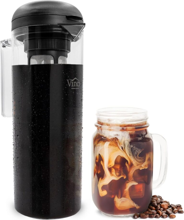 VINCI Cold Brew 360, Plastic Cold Brew Coffee Maker Featuring Patented Dual Filter 360 Brewing Technology, Cold Brew for Iced Coffee (1.4 Liter / 47 FL.OZ)