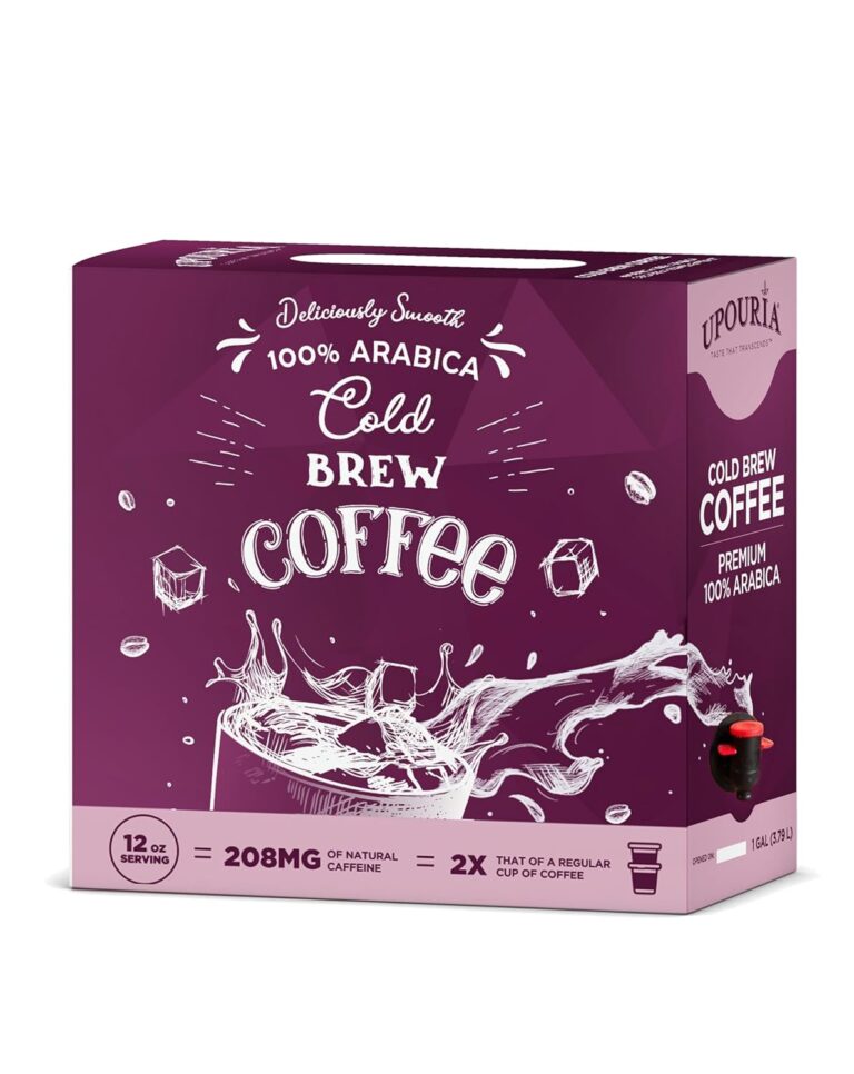 Upouria Cold Brew Coffee on Tap | Ready to Drink Cold Brewed Coffee | Cold Brew Coffee Drink Extracted from Premium Coffee Beans | Made from 100% Arabica Cold Brew Extract | Black & Bold | 128 fl oz