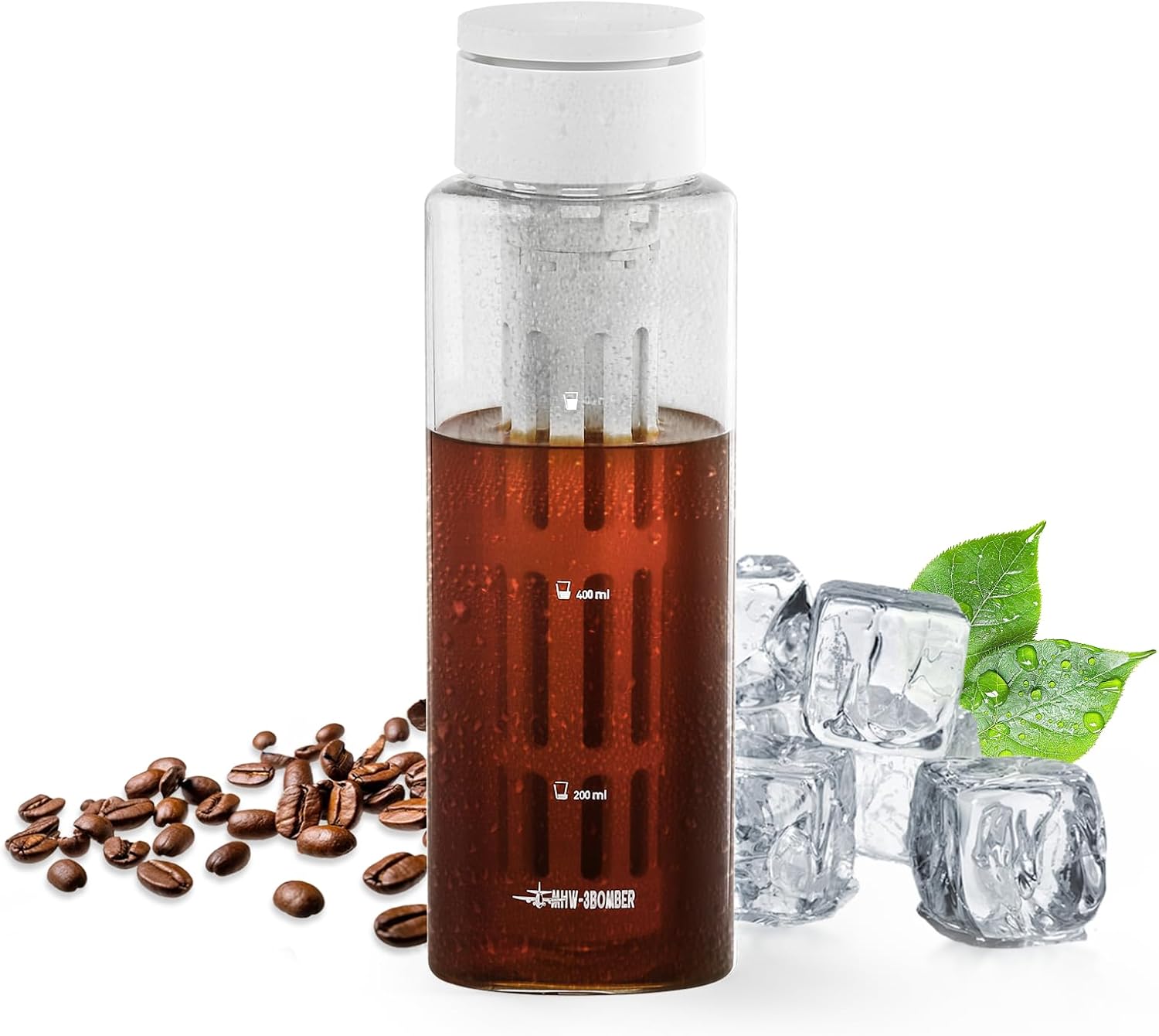 MHW-3BOMBER Cold Brew Coffee Maker Iced Coffee Tea Pitcher – 20oz Portable Brewing Coffee Cup with Filter – Reusable Tritan Material Bottle, Space-Saving Design, White CE6136-OS MHW-3BOMBER Cold Brew Coffee Maker Iced Coffee Tea Pitcher – 20oz Portable Brewing Coffee Cup with Filter – Reusable Tritan Material Bottle, Space-Saving Design, White CE6136-OS