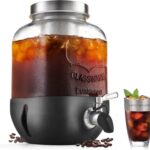 Cold Brew Coffee Maker, 1 Gallon Iced Coffee Maker With Stainless Steel Filter, Heavy Duty Glass Cold Brew Pitcher With Stainless Steel Spigot, Mason Jar Cold Brew Coffee Maker Fast Iced Tea Maker