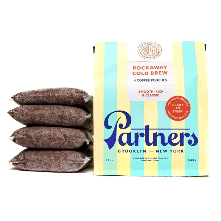 Partners Rockaway Blend | Cold Brew Coffee Bags | Medium Roast Ground Coffee | 12 ounces – 4 x 3oz Bags | Cold Brew Made Simple