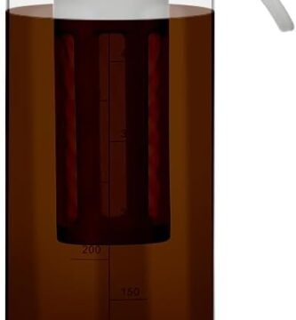 watchget Cold Brew Coffee Maker Travel Tumbler with Soft Silicone Handle Portable Iced Coffee & Tea Infuser with Airtight Lid Cold Brew Travel Cup 20oz/600ml White