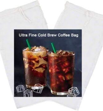 Tinnkee 2 Pack Cold Brew Coffee Bag,120 Micro Food Grade Nylon Ultra Fine Mesh, 8.6×5 inch Reusable Cold Brew Coffee Filter with Seamless Bottom, Coffee Maker