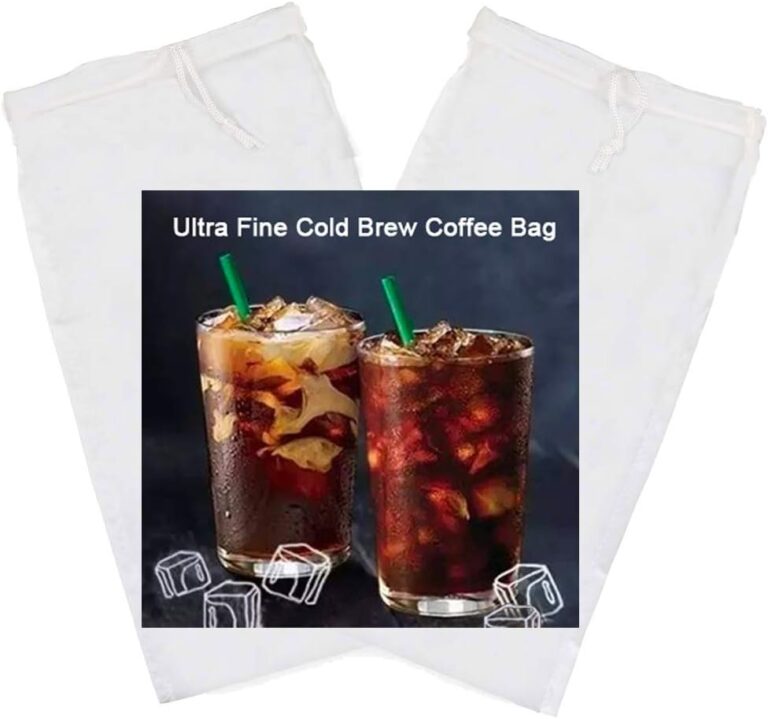 Tinnkee 2 Pack Cold Brew Coffee Bag,120 Micro Food Grade Nylon Ultra Fine Mesh, 8.6×5 inch Reusable Cold Brew Coffee Filter with Seamless Bottom, Coffee Maker
