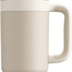 POWCAN 40 oz Tumbler with Handle, 2-in-1 Straw and Sip Lid, Leakproof, Dishwasher Safe, Insulated Stainless Steel Travel Coffee Mug, Keeps Cold for 34 Hours, Fits in Car Cup Holder (Oat)