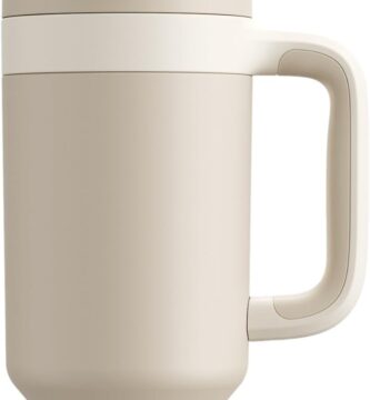 POWCAN 40 oz Tumbler with Handle, 2-in-1 Straw and Sip Lid, Leakproof, Dishwasher Safe, Insulated Stainless Steel Travel Coffee Mug, Keeps Cold for 34 Hours, Fits in Car Cup Holder (Oat)