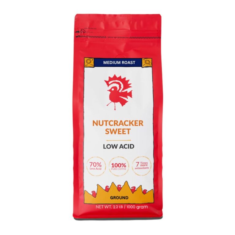 Puroast Low Acid Coffee Flavored Ground | Nutcracker Sweet Ground | Medium Roast | High Antioxidants & High pH |No Bitter Aftertaste | Reduced Heartburn & GERD | Suitable for Cold Brew – 2.2 LB