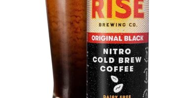 RISE Brewing Co. | Original Black Nitro Cold Brew Coffee | Sugar and Gluten-Free, Vegan | Organic & Non-GMO | Low Acidity | 7 fl. oz. Cans (4 Pack)