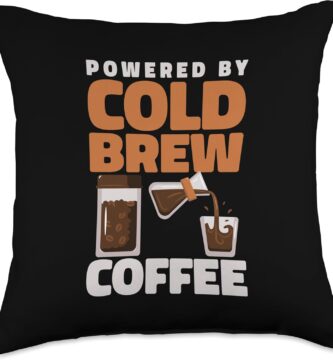 Powered By Cold Brew Coffee Iced Coffee Throw Pillow
