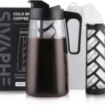 Sivaphe Large Ice Cold Coffee Maker 2 Quart, Dishwasher Safty Traitan Carafe Pitcher Leak Proof, Reusable Filter 64 oz Iced Hot Coffee Tea Method Brewer